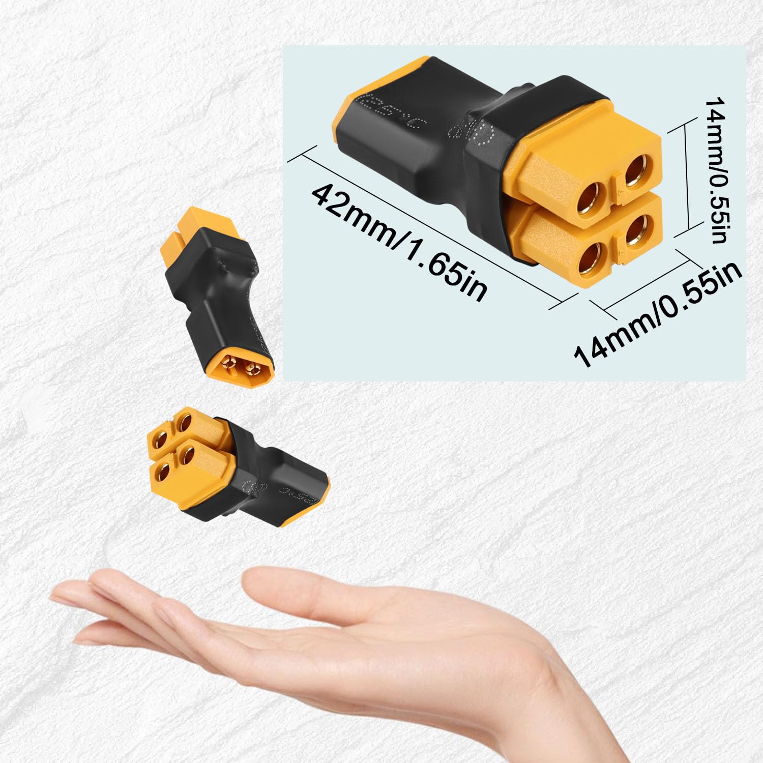 QIANRENON Adaptateur Y XT60 Mâle Vers 2 Femelles – Connexion Parallèle Sans Câble Pour RC, Drone, Voiture