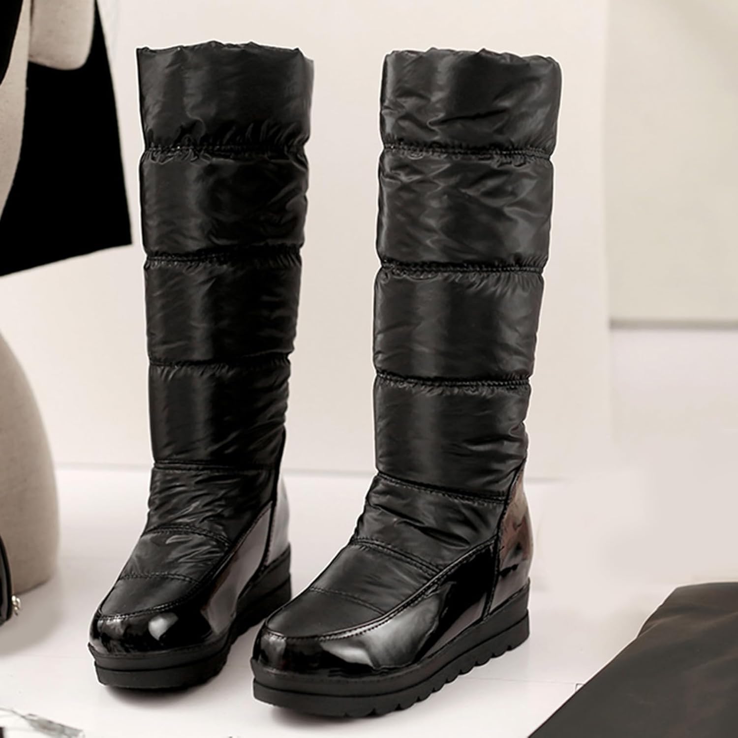 Gicoiz Women Winter Outdoor Warm Faux Fur Lind Snow Boots Platform