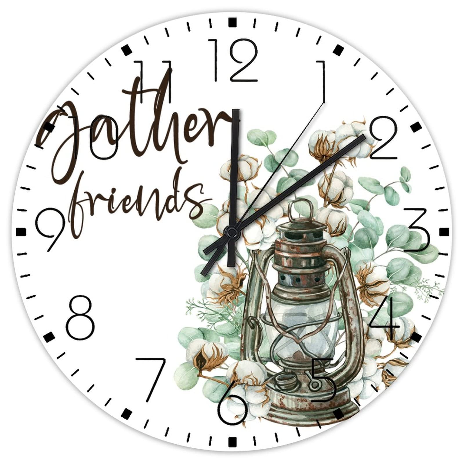 Horloge murale silencieuse en bois style rétro chic avec motif aquarelle florale pour salon