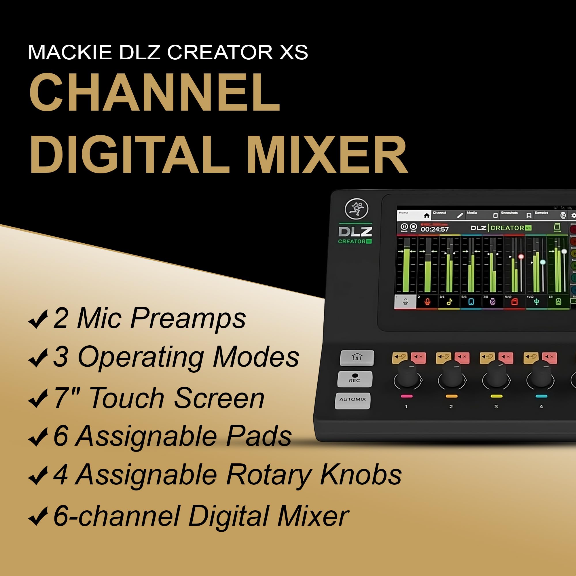 Mackie DLZ Creator XS Compact 6-channel Digital Mixer, USB, 7