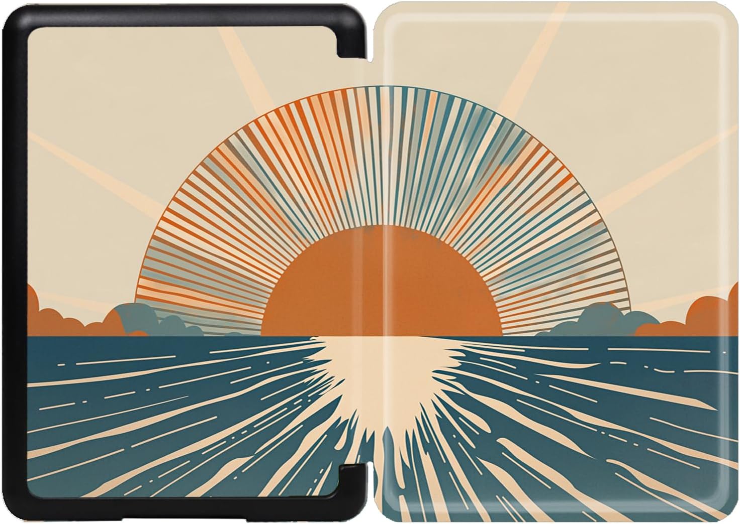 Case for 7" Kindle Paperwhite 12th Generation 2024 and Kindle Colorsoft Signature Edition, Hard Shell Protective Cover for 2024 Kindle Paperwhite 12th - Japanese Geometric Sun