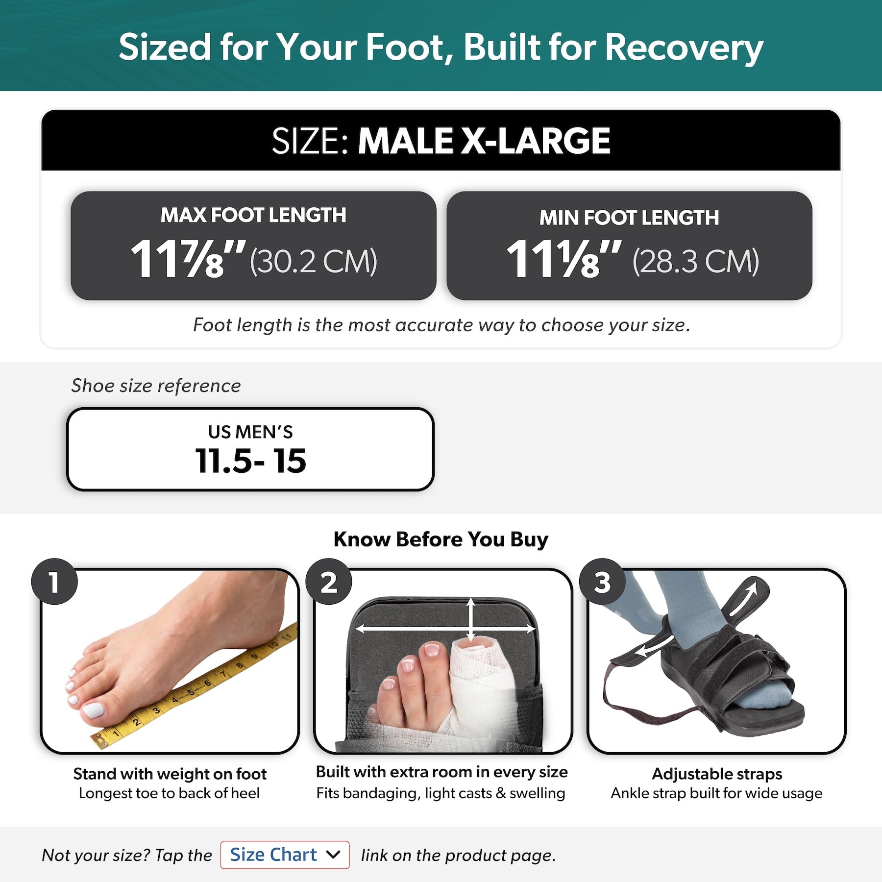 BraceAbility Zapato postoperatorio para pie o dedo roto | Bota médica/quirúrgica para escayola, abrazadera para fracturas por estrés y sandalia ortopédica con suela dura (XL - Hombre)