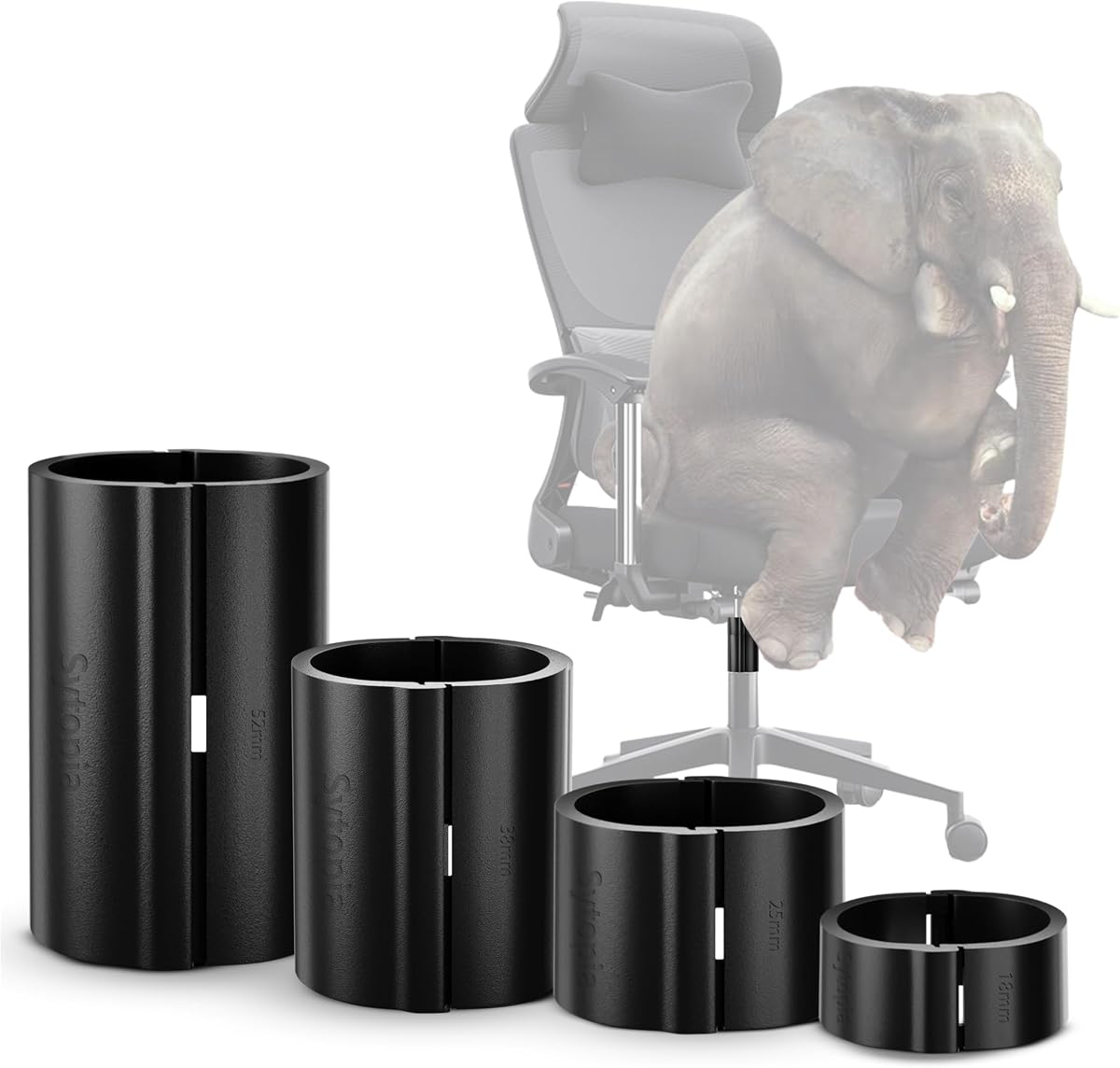 Office Chair Cylinder Replacement - Sytopia Fix Sinking Office Chairs, 4 Pieces Clamps Prevent Office Chair Cylinder from Sinking, up to 5 Inches, No Tools required, Only fits 28mm Piston