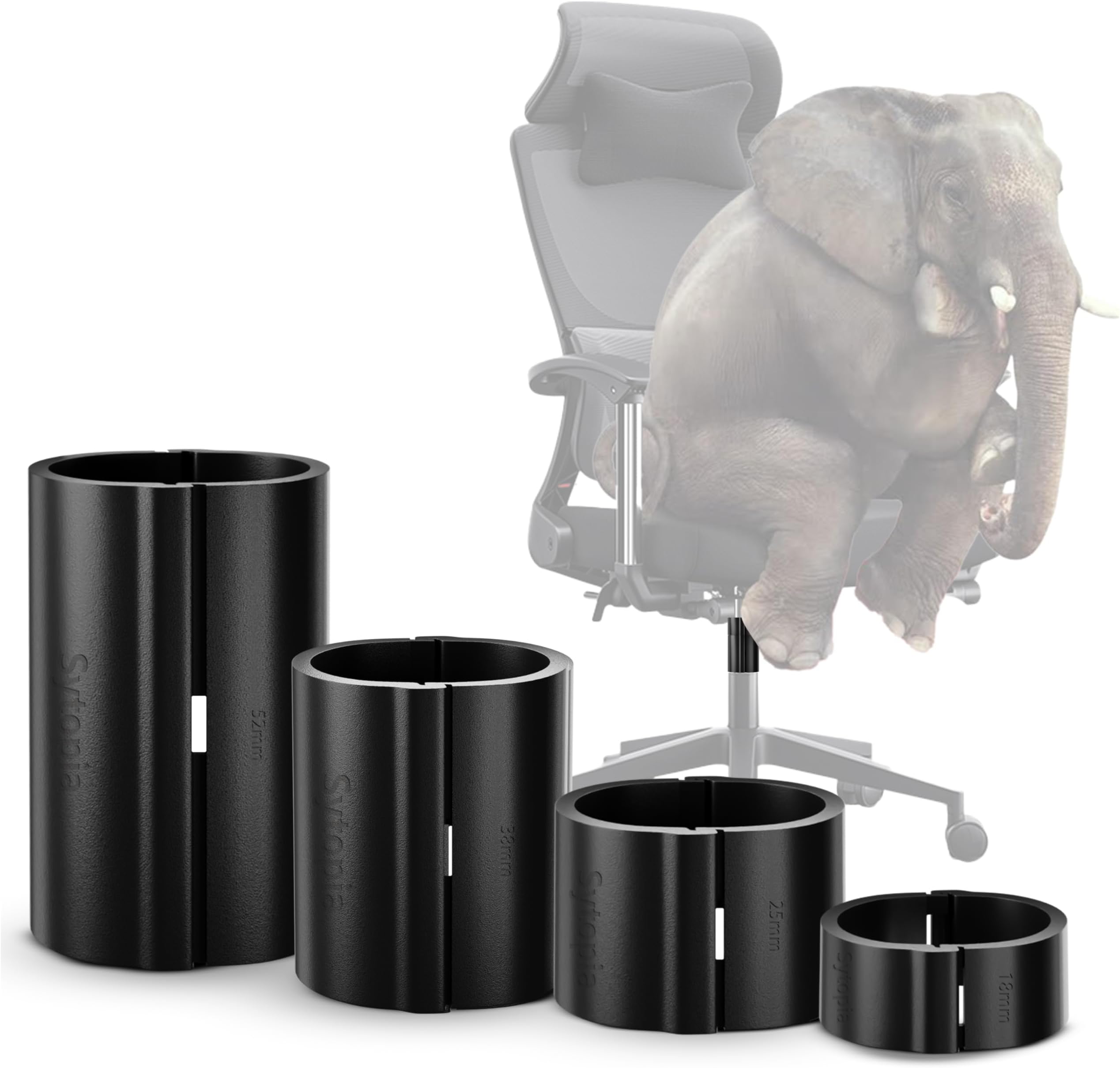 Office Chair Cylinder Replacement - Sytopia Fix Sinking Office Chairs, 4 Pieces Clamps Prevent Office Chair Cylinder from Sinking, up to 5 Inches, No Tools required, Only fits 28mm Piston