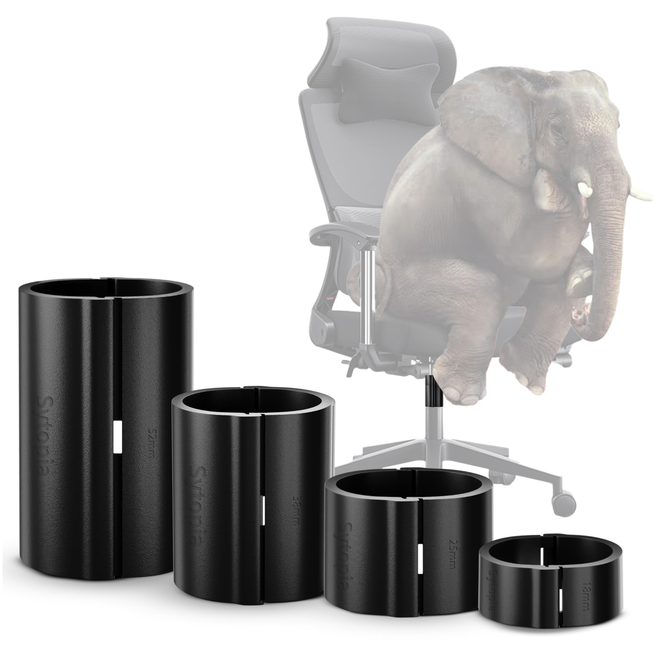 Office Chair Cylinder Replacement - Sytopia Fix Sinking Office Chairs, 4 Pieces Clamps Prevent Office Chair Cylinder from Sinking, up to 5 Inches, No Tools required, Only fits 28mm Piston