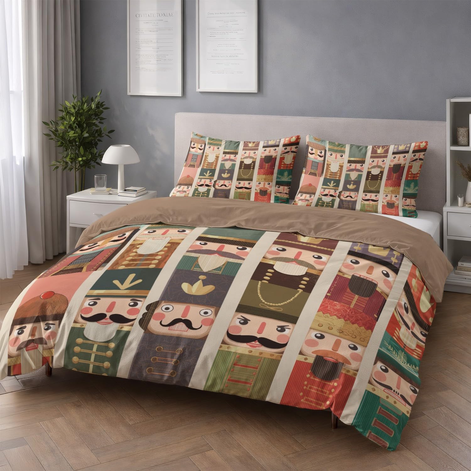 Generic Zestaw poszewek na kołdrę uroczy dziadek do orzechów Super King 293 x 236 cm, kolorowa pościel z animacji 3-częściowy zestaw, miękka poszewka na kołdrę z mikrofibry dla dzieci dorosłych