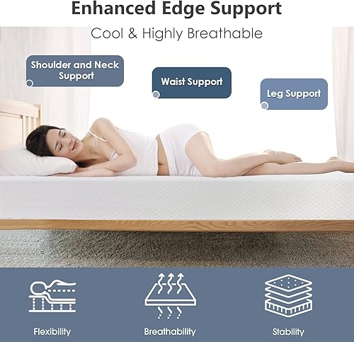 Miniatura 111 de PayLessHere - Colchón de espuma viscoelástica con gel, 6 pulgadas, tamaño queen, con certificación CertiPUR-US, sin fibra de vidrio, cama en una