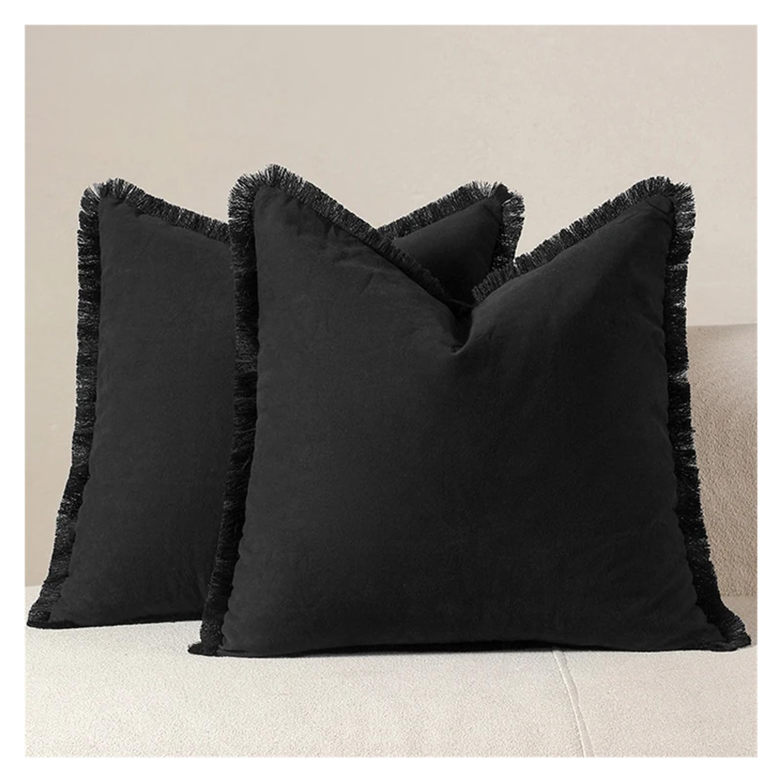 Funda de almohada de estilo nórdico retro de 45 x 45 cm, funda de cojín negra para sala de estar, decoración del hogar, elegante funda de almohada cuadrada decorativa (1 unidad)