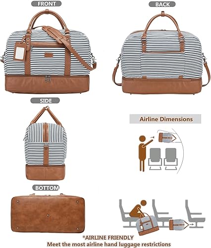 Miniatura 7 de Wogarl Bolsas de fin de semana para mujer, bolsa grande para pasar la noche, bolsa de viaje de fin de semana, bolsa de lona de transporte en el