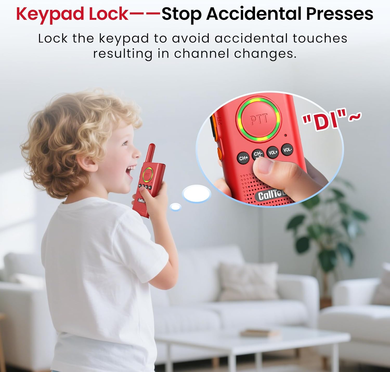 CallToU 2 Way Intercom for Elderly 3300FT Rechargeable 1000mAh Battery, VOX, Ideal for Caregivers & Emergencies Intercoms Wireless for Home/Outdoor Family Communication (Red)