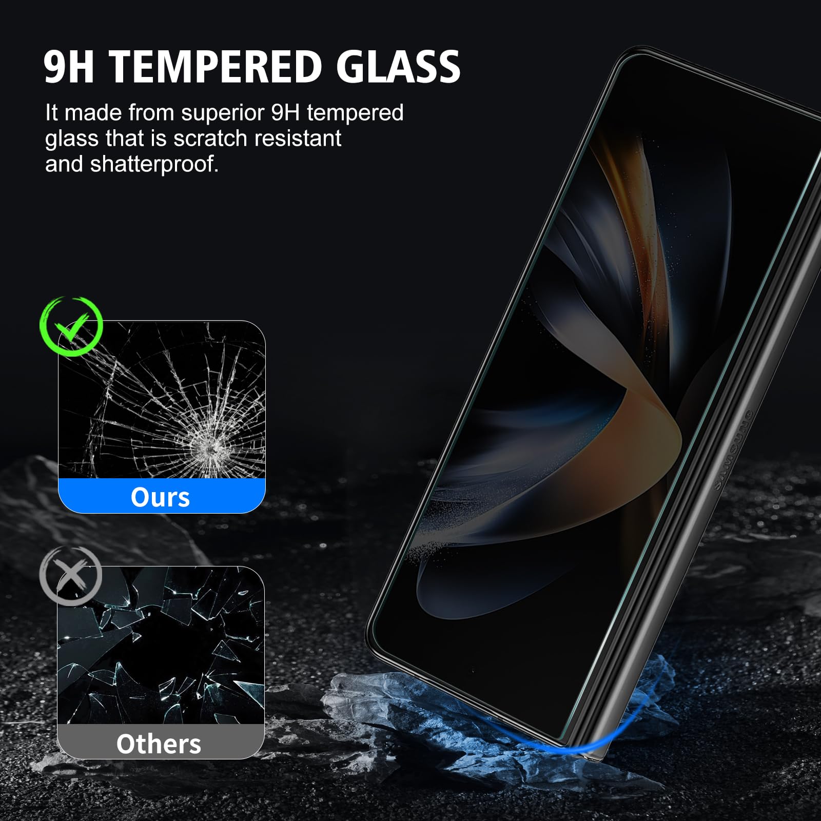 3-pak do Samsung Galaxy Z Fold 5/Z Fold 4 ochrona ekranu prywatności, folia ze szkła hartowanego o twardości 9H, odporna na zarysowania