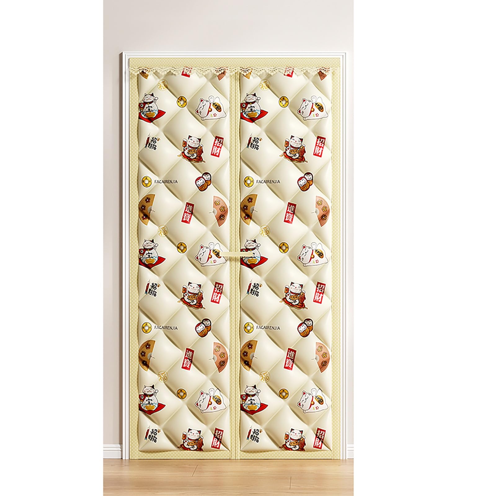 VFDVSWZSA door curtain, Sound Insulation and Thickening, Strong Viscosity, Suitable for Bathroom, Living Room, Bedroom(Beige,95 * 220cm/37.4 * 86.6in)