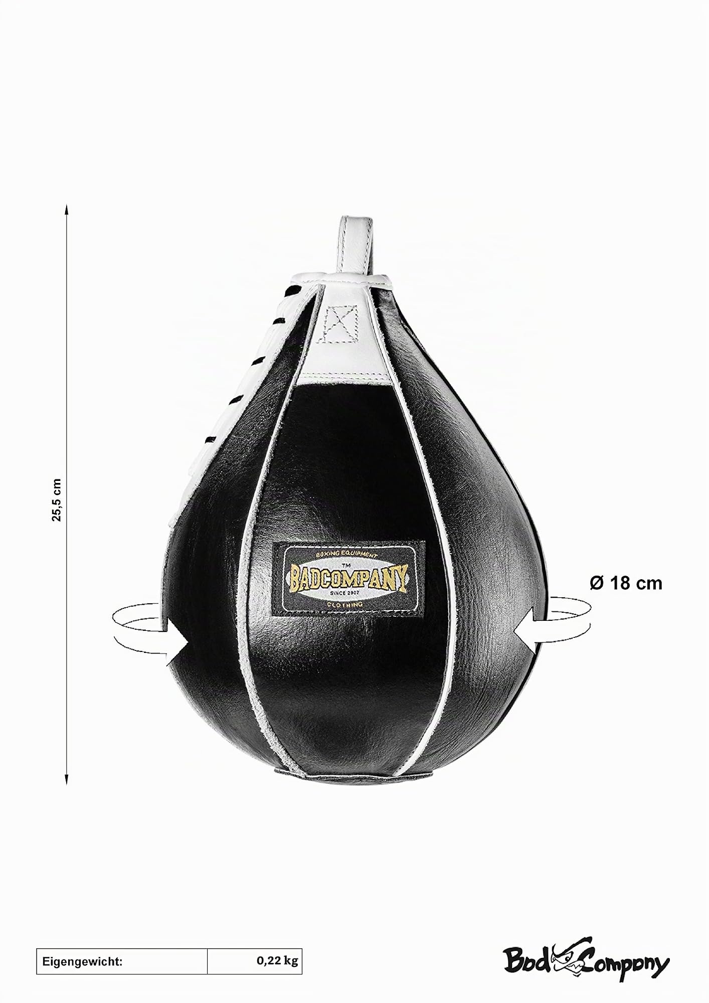 Profi Leder Boxbirne medium schwarz/Leder Speedball im 6 Elementen Design