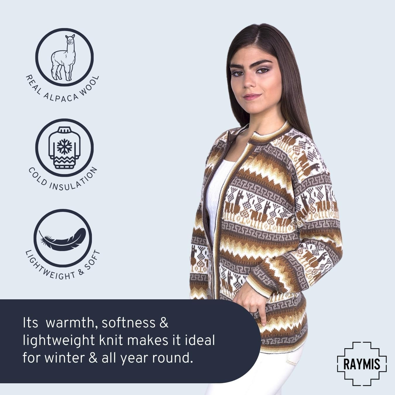 Alpaca Wool Sweater & Cardigan | Warm & Soft Alpaca Wool Fair Isle Sweater - Image 4