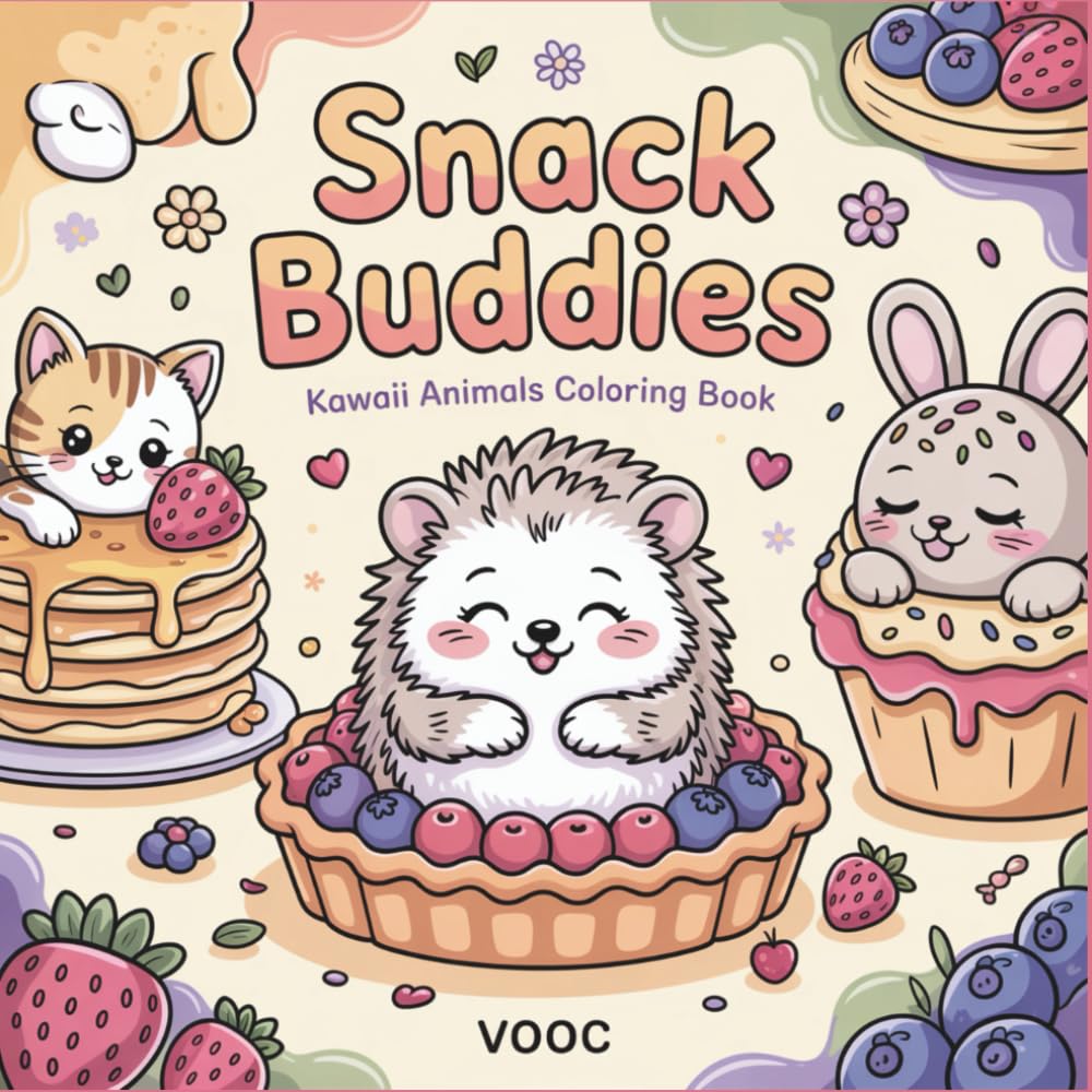 Snack Buddies: Kawaii Animals Coloring Book Featuring Adorable Creatures Hiding Inside Delicious Food and Drinks with Bold and Easy Designs for Stress ... Naughty - Funny and Cute Coloring)