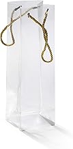 Pack of 20 Wine Bottle Bags PVC Material Transparent Waterproof Rope Handle, transparent