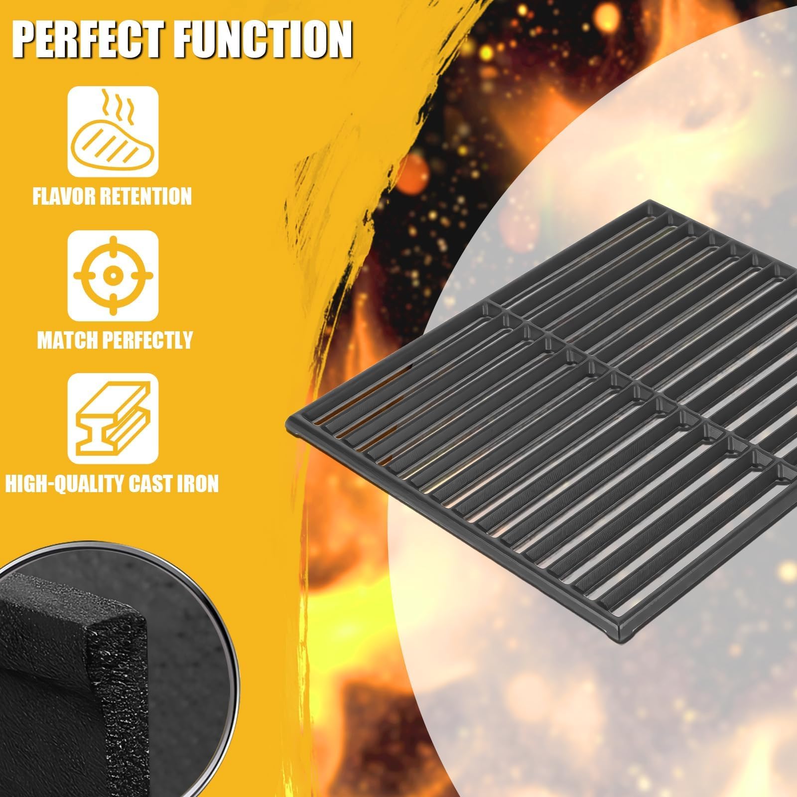 GFTIME Parrilla de hierro fundido para BroilKing Signet 320, 340, 390, 38 x 64,6 cm, 2 unidades
