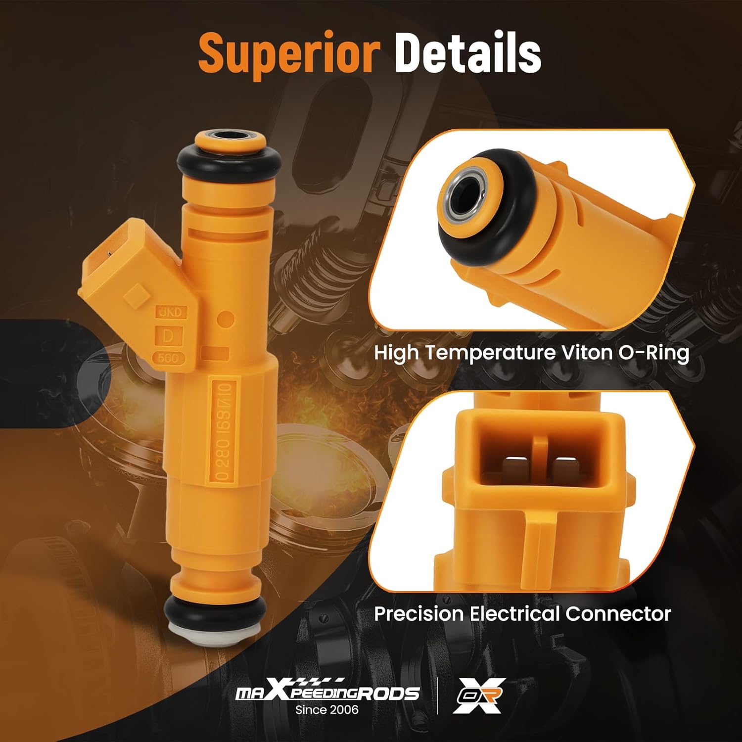 maXpeedingrods 4 Holes Fuel Injectors Set of 6 Fits for Jeep 4.0L Wrangler 1991-1998, Cherokee 1989-1998, Grand Cherokee 1993-1998, Comanche 1987-1991 Engine Injector 0280155710 0280155700