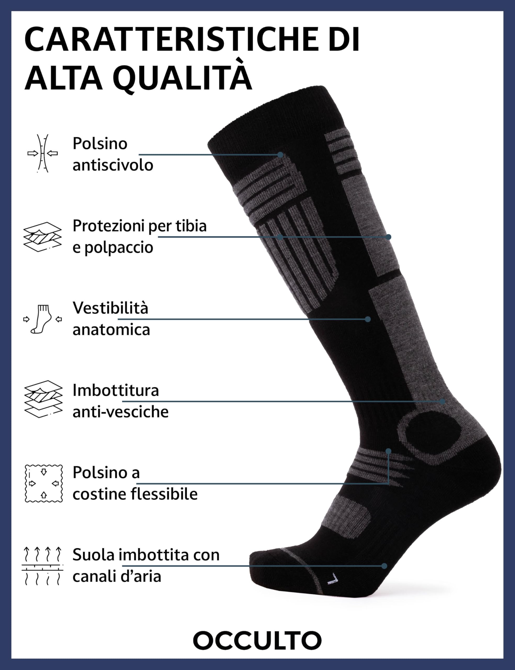 Occulto Calze da Sci Uomo pacco da 2, pacco da 4 (modello: Felix)