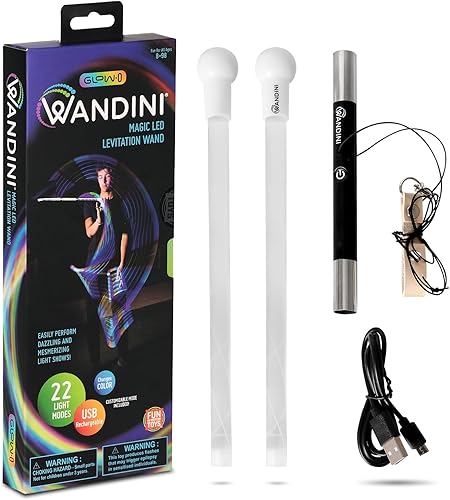 Glow.0 Varita mágica plegable LED de levitación – Varita flotante recargable por USB – Varita de luz LED con 22 modos de luz de color – Varita de