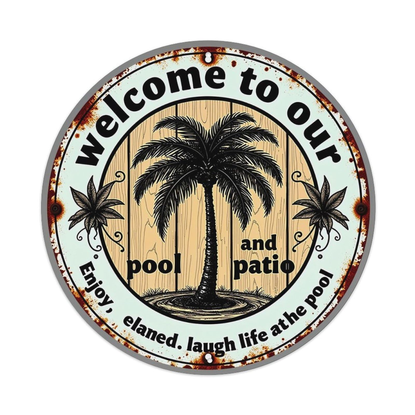 Welcome To Our Pool Patio Sign Tin Sign Metal Poster Vintage Metal Signs for Home Man Cave Bar Cafe Kitchen laundry room Wall Decorations 8x8 inches