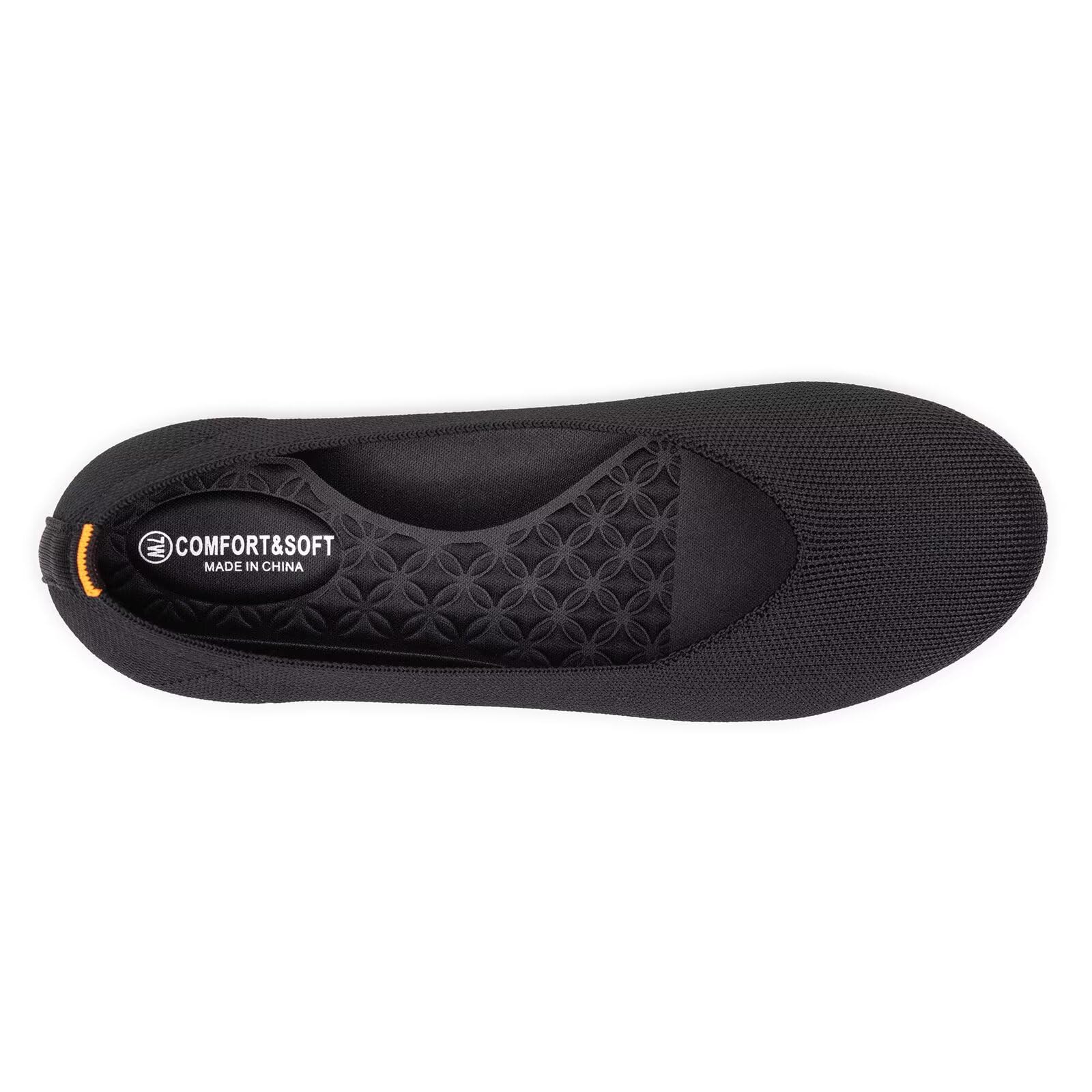 Frank Mully Ballerine larghe da donna, senza lacci, in maglia, comode con punta rotonda