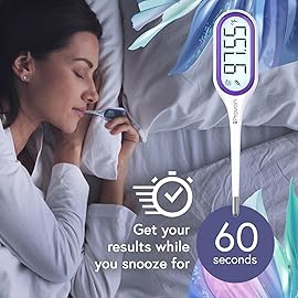 iProven Basal Body Thermometer with Backlight & Big Digits, 1/100 Degree High Precision, BBT for Ovulation Tracking, 30 Memory Recall, Accurate Fertility Temperature Tracker