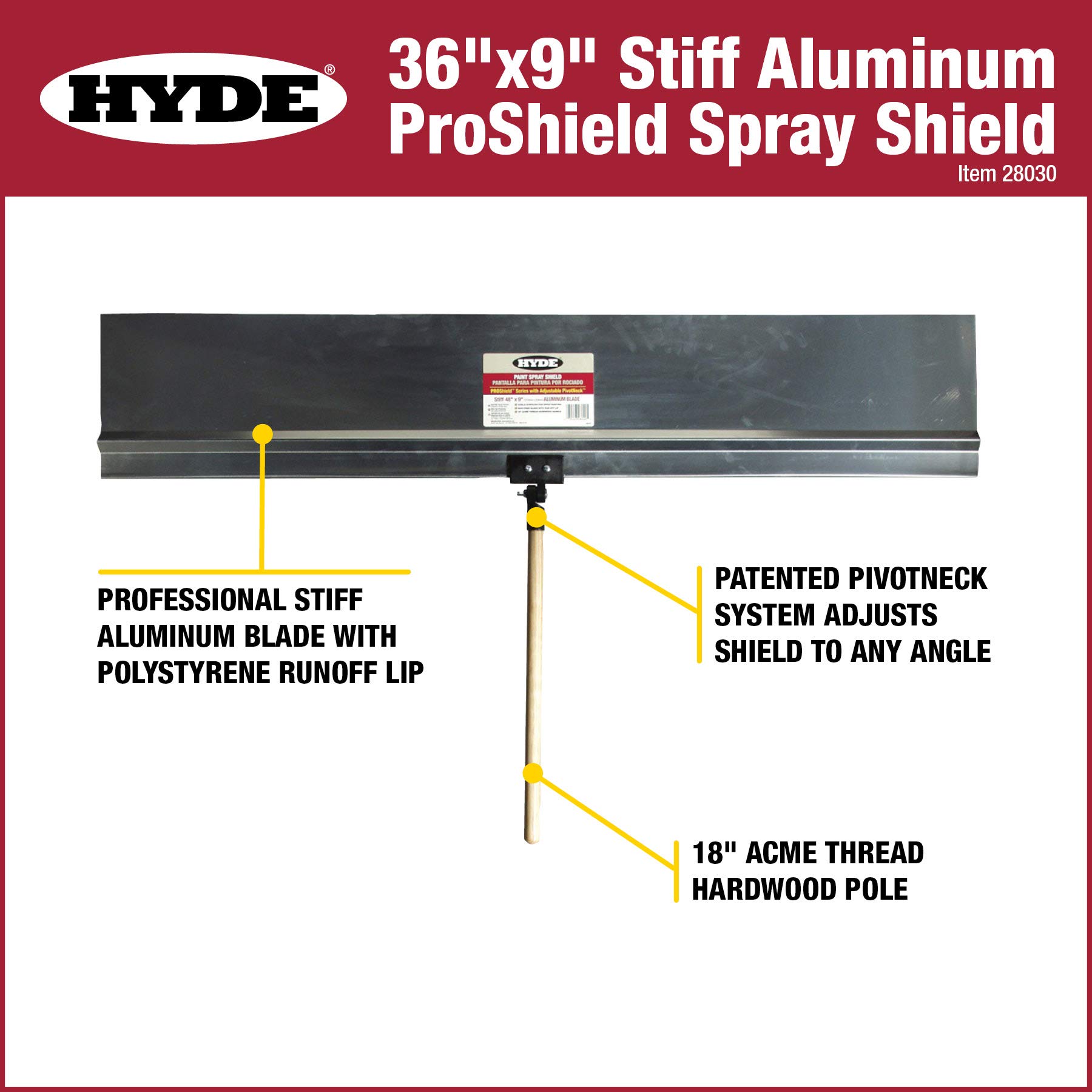 Hyde Tools 28030 ProShield Stiff Aluminum, 36-Inch by 9-Inch