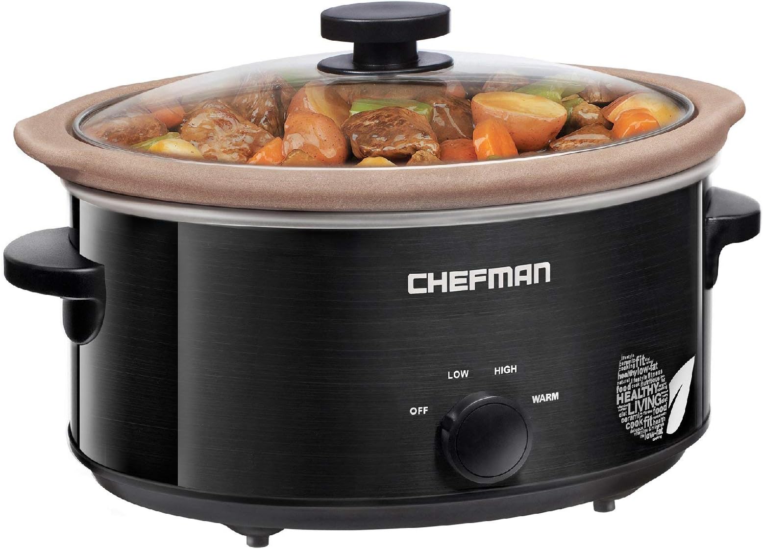 Chefman 5 Qt. Slow Cooker, AllNatural, Glaze & Chemical