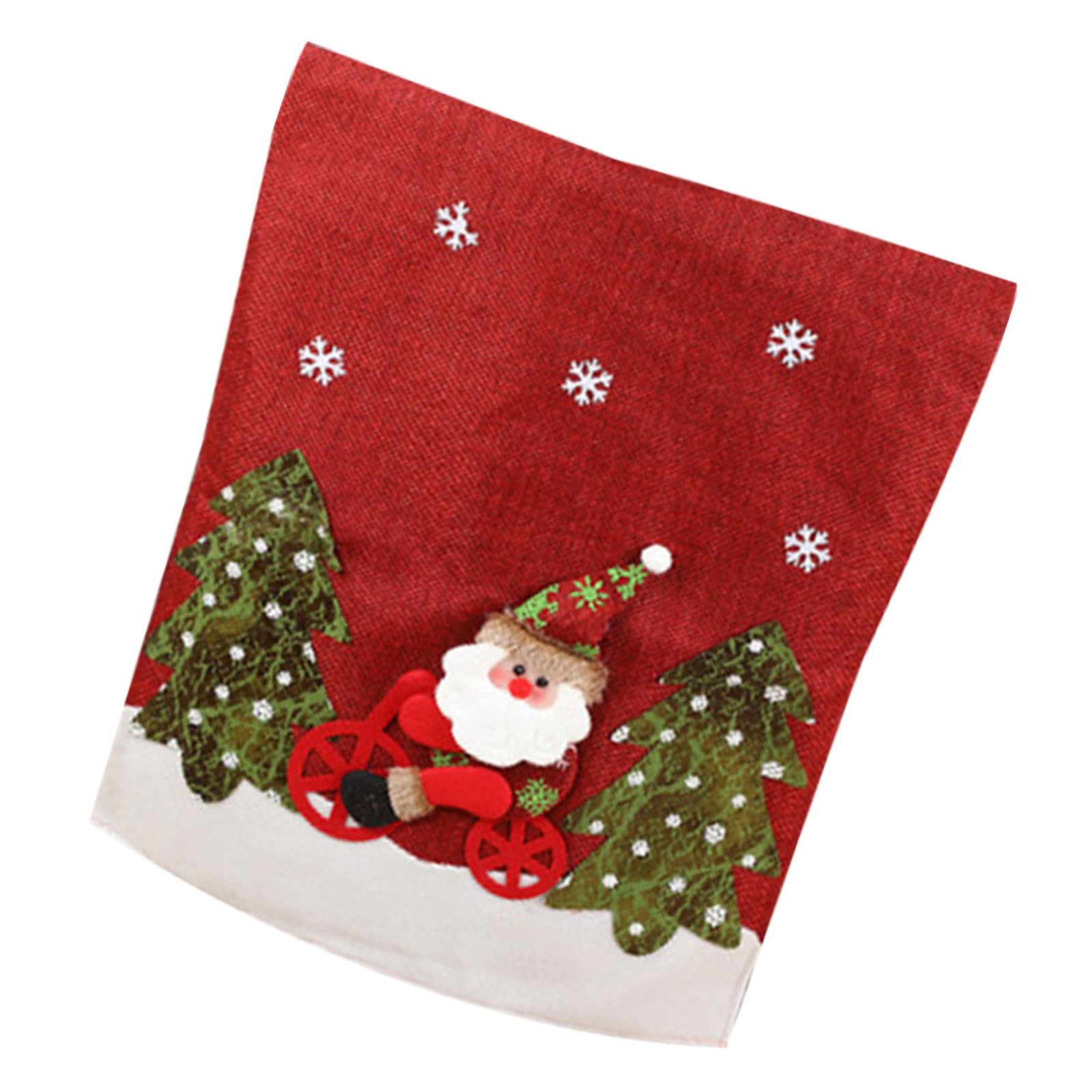 Buxuaaaa A Buxuaaa Christmas Chair Covers Redness Sant Snowman Deer Soft Felts Chair Slipcover For Dining Room Holiday Decoration Festive Slipcover