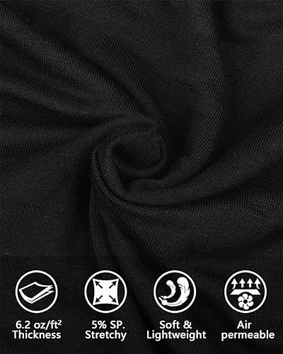 Miniatura 5 de Camiseta de manga corta Fuinloth para mujer, básica, de manga larga, cuello redondo, ajustada, camiseta de elastano, camiseta lisa para llevar