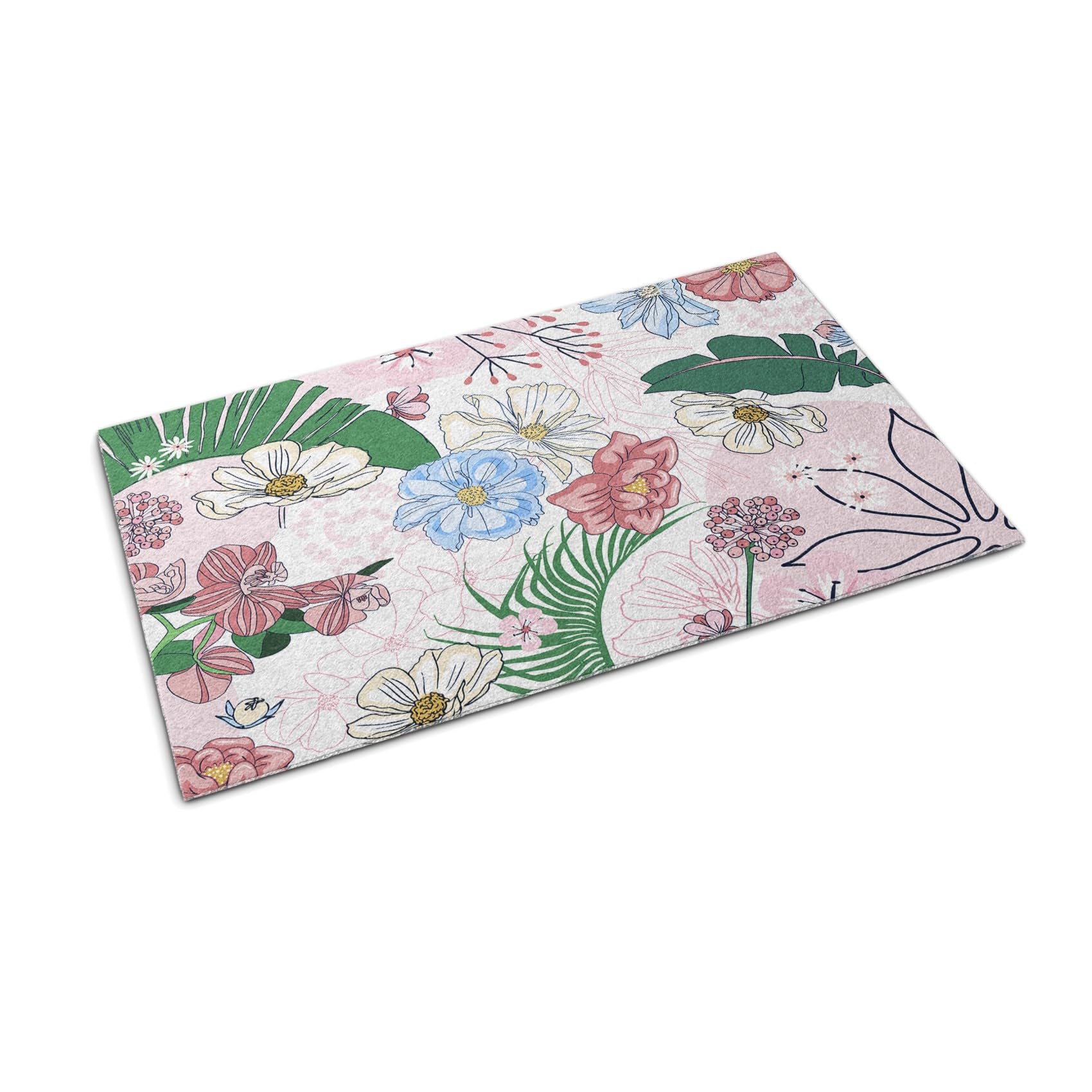 Paillasson 150x100cm fleurs colorées Tulup tapis de sol résistant