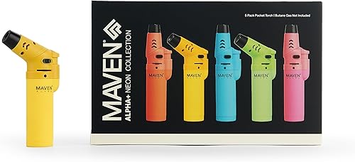 Alpha+ - Encendedores de gas butano recargables, llama de chorro ajustable, mini linterna de bolsillo resistente al viento para cocina, velas,