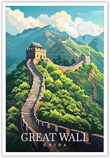 Trendy Great Wall Scenery Wall Art Funky Beijing City Landscape Canvas Posters Asia China Travel Prints Painting For Family Living Room Bedroom Wall Decor 12x16in Unframed