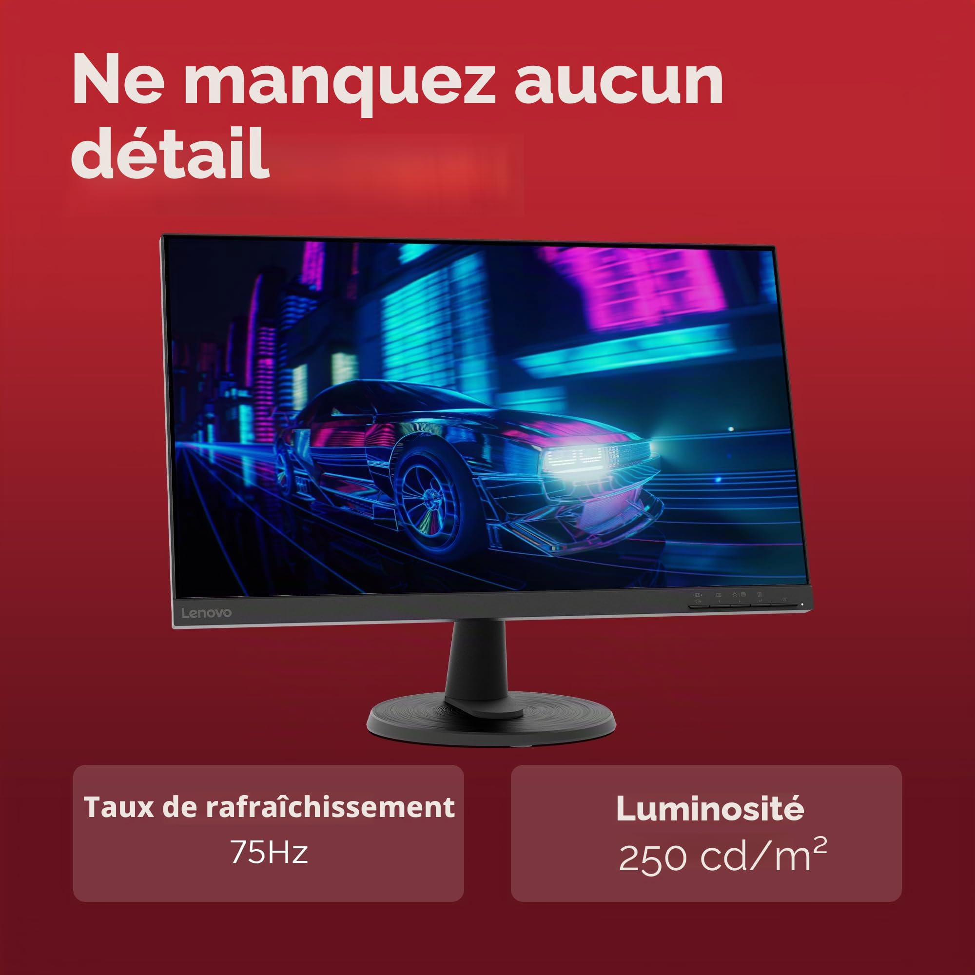 Lenovo D24-45 Moniteur - Écran FullHD 24 Pouces (1920 x 1080, VA, Bords Ultra-Fins, AMD FreeSync, 4ms, 75Hz, câble HDMI, entrée HDMI + VGA) - Raven Black - Exclusive Amazon, 2022