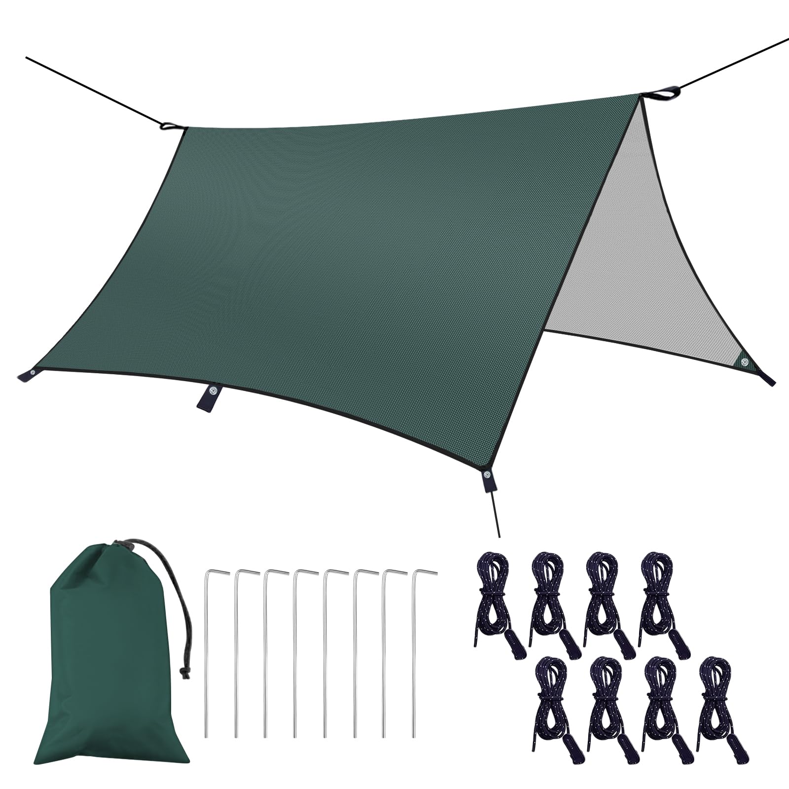 Flintronic 3M*3M Tent Tarp Waterproof, Hammock Rain Fly Tent Tarp, Lightweight Waterproof Camping Shelter, Portable Windproof Snowproof Tarpaulin, for Sunshade Camping Outdoor, ArmyGreen