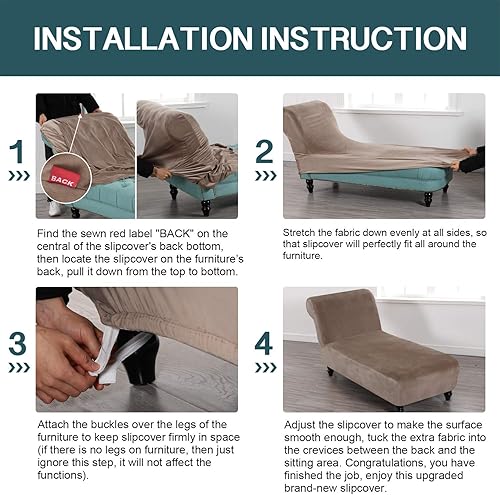 Miniatura 7 de FantasDecor Funda de terciopelo de lujo para sala de estar, elástica, ultrasuave, lavable a máquina, color gris pardo