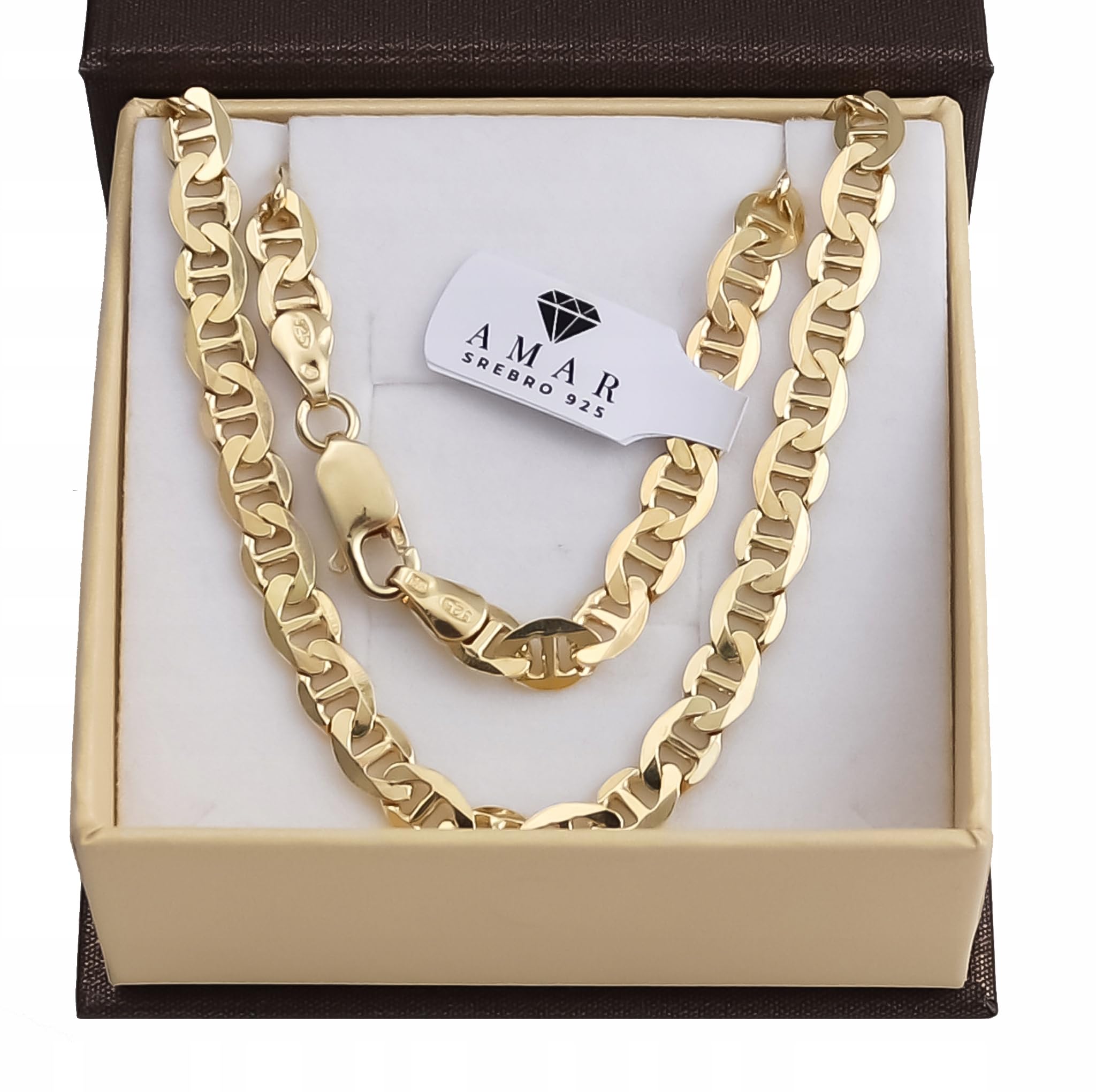 AMAR PRAGNA - Cadena de oro 925/585 para hombre y mujer, trenzada, cadena de oro 585 chapada en oro