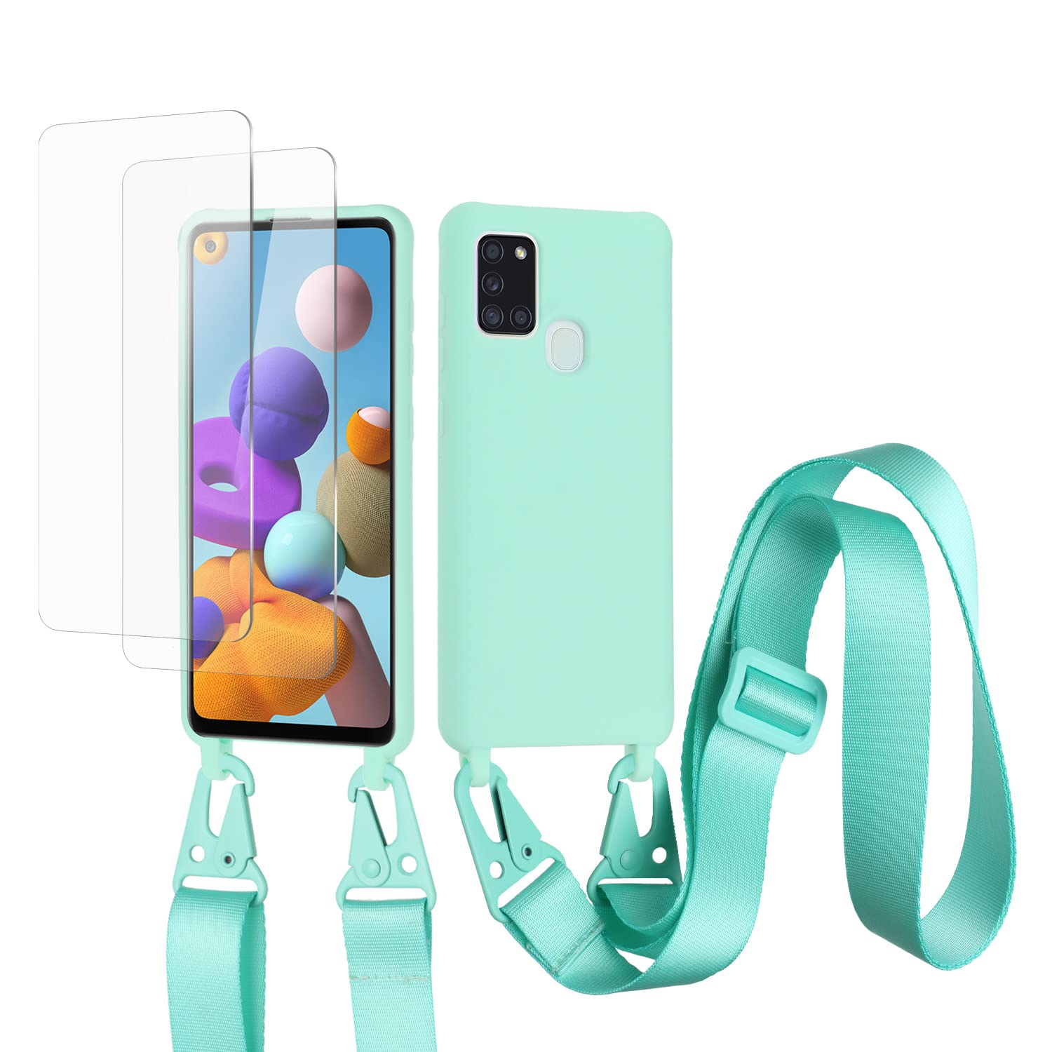vrupin Funda Compatible con iPhone 13.con (2 x Protector Pantalla)con Cuerda Case con Ajustable Cordón.Silicona Líquida Funda-Loto Color — view 41