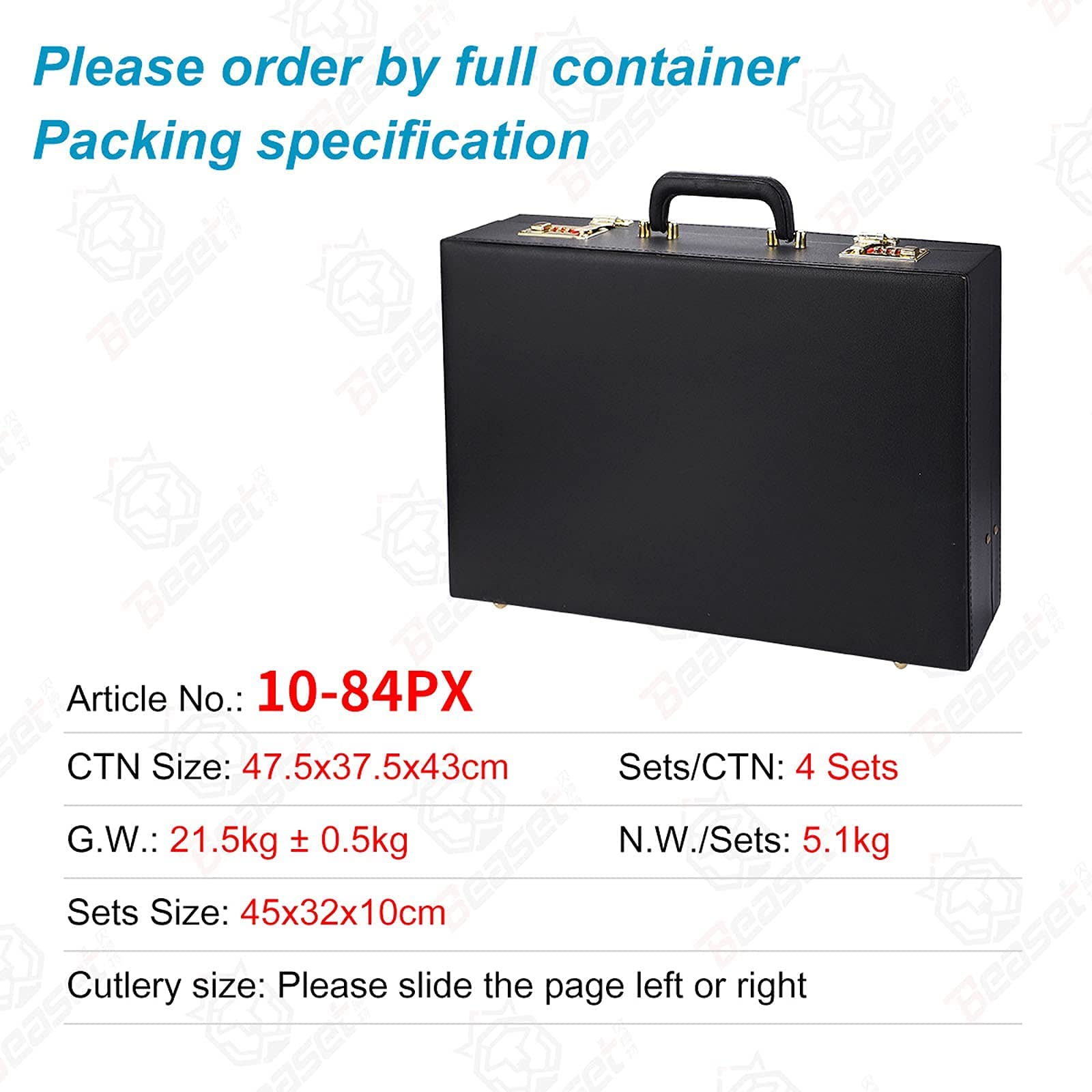 Generic - Cubertería de acero inoxidable, 84 piezas, maleta, caja de regalo para cocinas familiares, restaurantes y hoteles (plateado)
