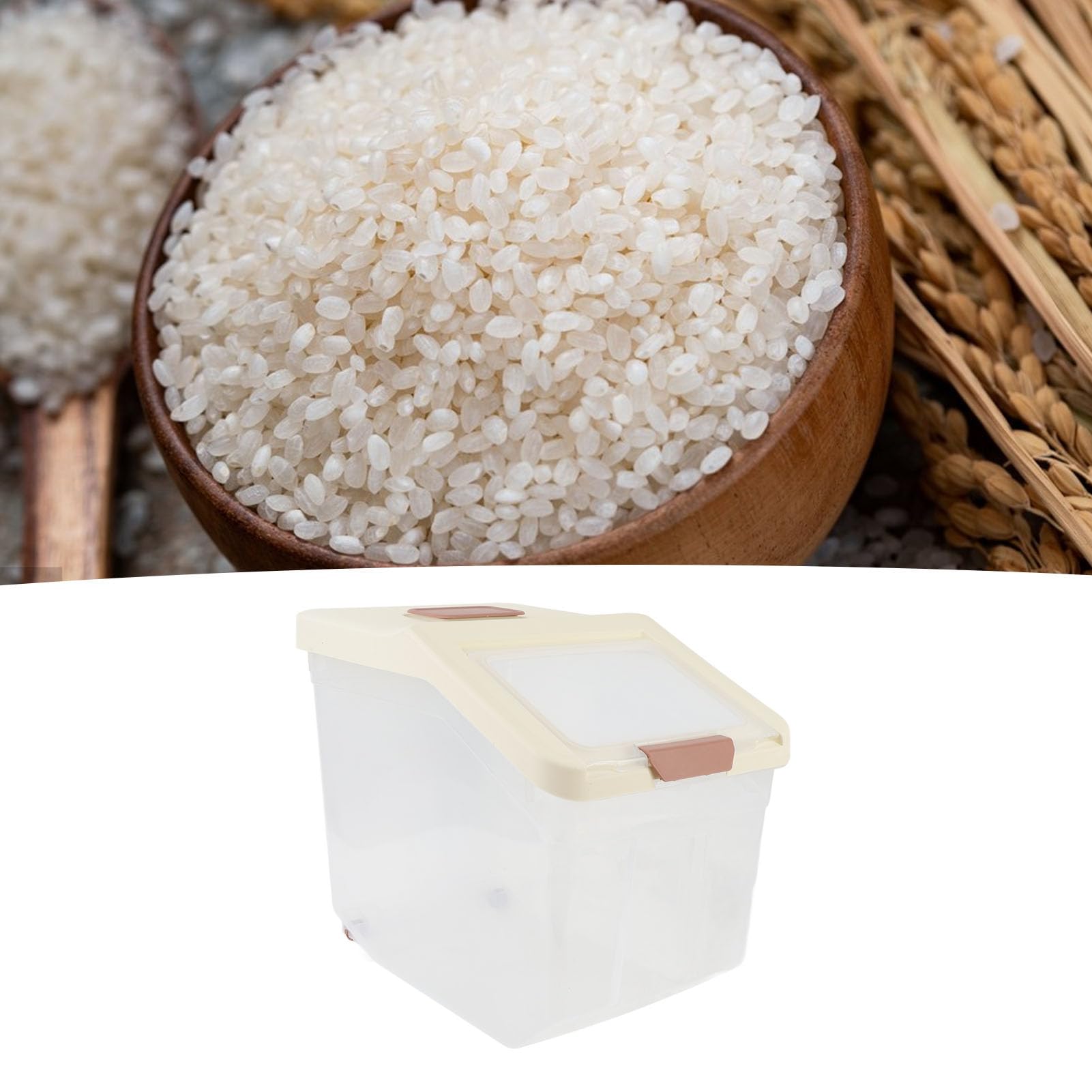 Hidyliu Reis-Aufbewahrungsbehälter, Luftdichte Mehl-Aufbewahrungsbox für die Organisation der Küche, Speisekammer, Langlebig, Klare Sicht, Tierfutterbehälter, PP-Material (25kg)