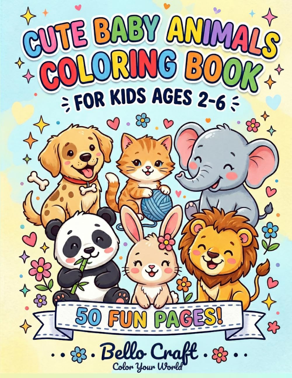 Cute Baby Animals Coloring Book for Kids: Fun and Easy Coloring Pages for Toddlers and Preschoolers