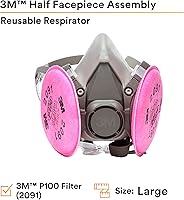 Vista 7 de Mascarilla respiratoria de protección P100 de medio rostro marca 3M. Respirador reutilizable (AAD)