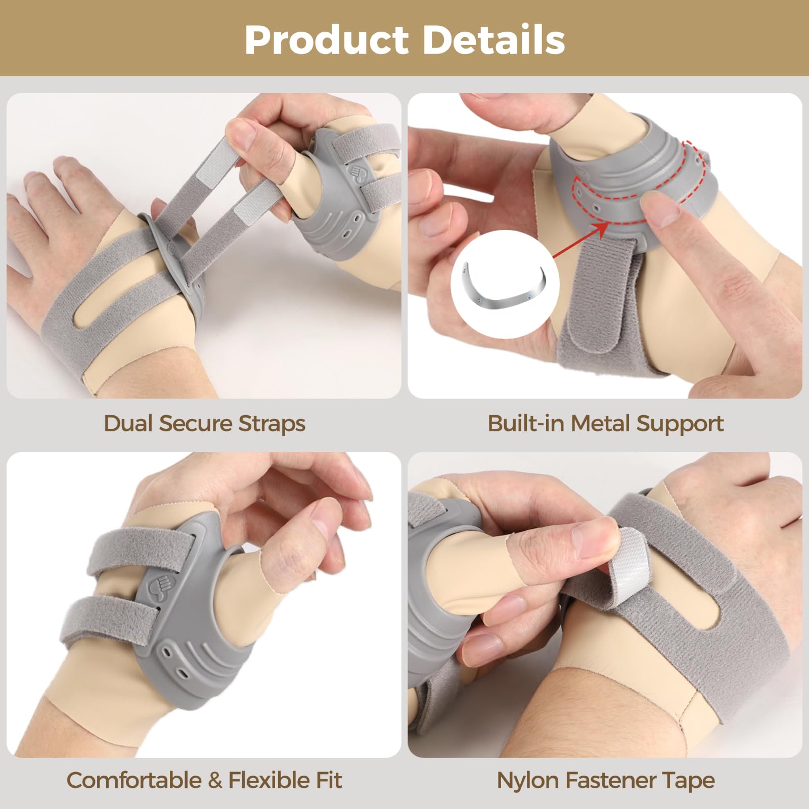 1 Paar flexible CMC Daumenbandage, Daumenstütze zur Fixierung des CMC Gelenks, verstellbare Daumenhülle mit integrierter Metallstütze, bequeme Daumenstabilisierung für Damen und Herren