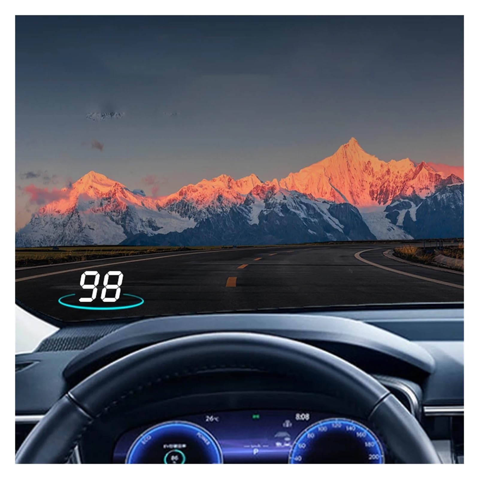 Auto HUD Projektor Samochodowy Alarm Head Up Wyświetlacz Prędkościomierza Przednia Szyba(Km h light)