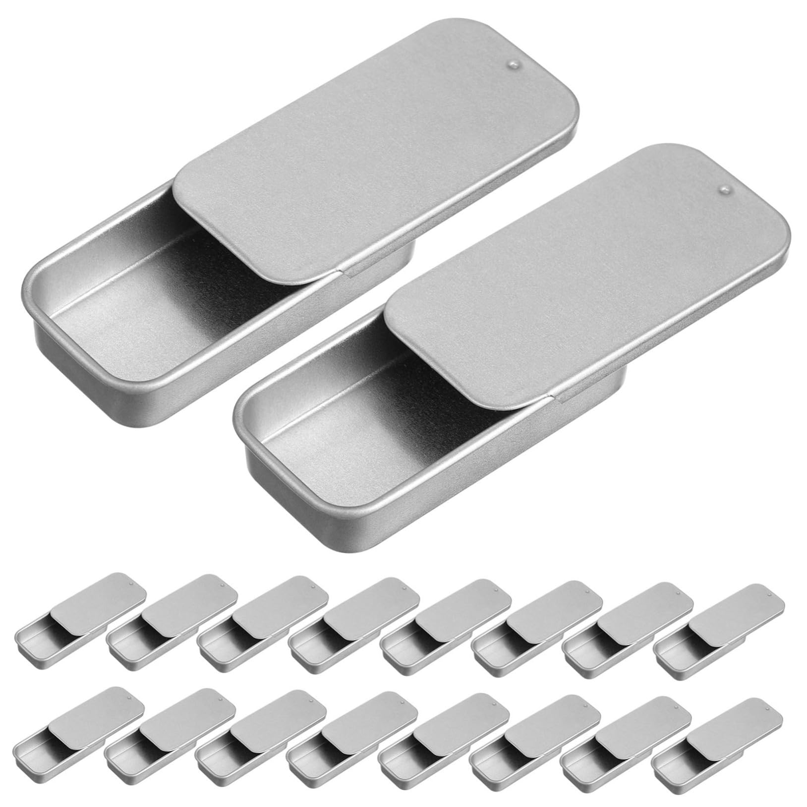 Didiseaon 18-piece Tin Box Set Rectangular Metal Cans Lids for Candy Jewelry Small
