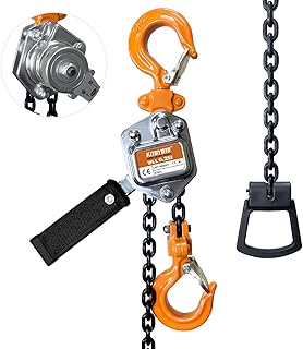 KITUYOTO Mini Manual Lever Chain Hoist 1/4 0.25 Ton 550 LBS Capacity 5Ft 1.5M Lever Block Chain Hoist Mini Hand Lever Hoist with 2 Duty Hooks G80 Chain Ratchet Puller Hoist for Lifting Pulling