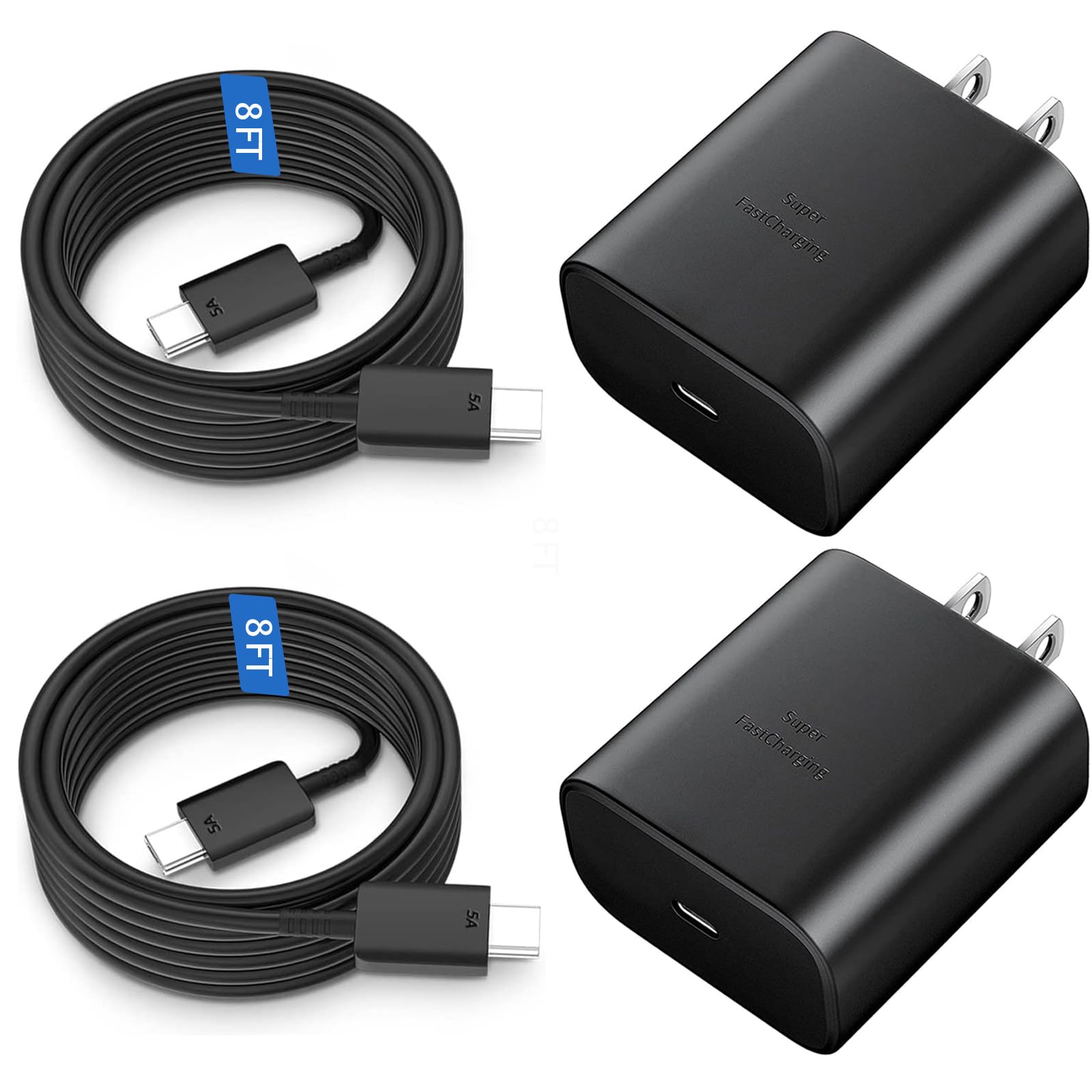 Type C Charger Fast Charging, 45W USB-C Super Fast Type C Wall Charger for Samsung Galaxy S25 Ultra/S25/S24 Ultra/S23 Ultra/S23/S22 Ultra/S22/S21/S20, PPS Android Charge Block with 8FT Cable