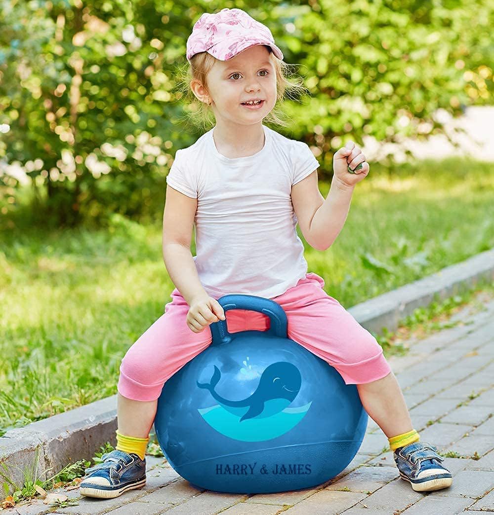 HARRY & JAMES® Sit and Bounce Rubber Hop Ball with Handle Jumping & Bouncing Ball Toys Indoor & Outdoor Kids Exercise Gym Sport Hop Ball for Kids,Boys,Girls,Adults (Big Size 56Cm/22Inch,Multicolour) 4