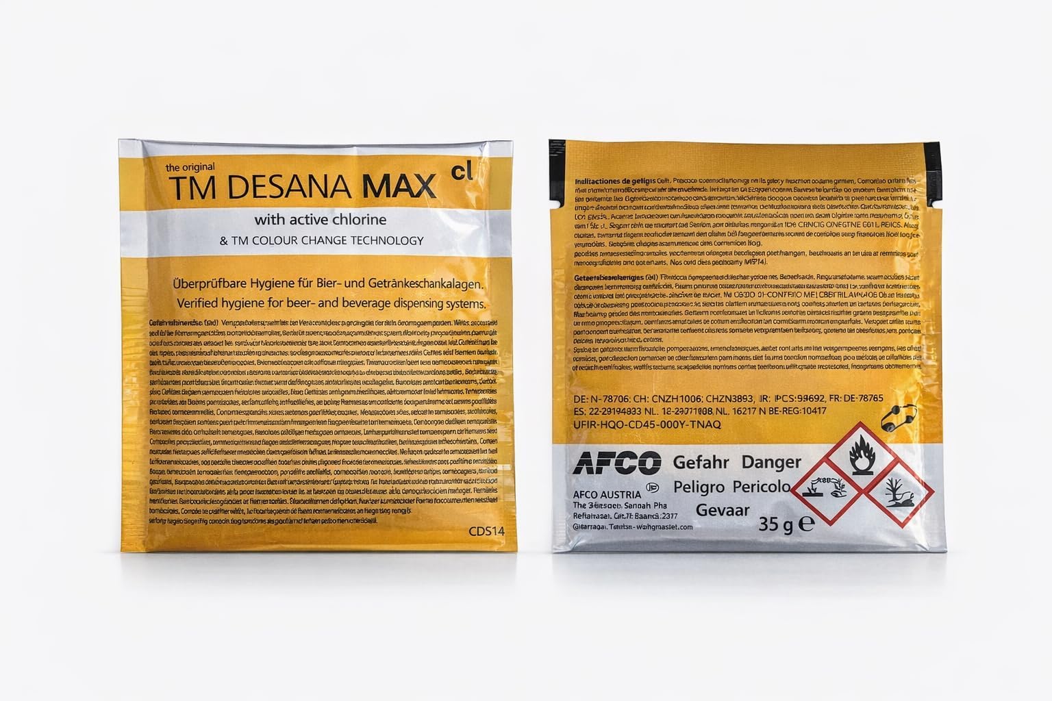 TM Desana Max cl 35g gelb Chlor Reiniger für Bierleitungen Zapfanlage Bierzapfanlage Zubehör Reinigungsbehälter 30 stk